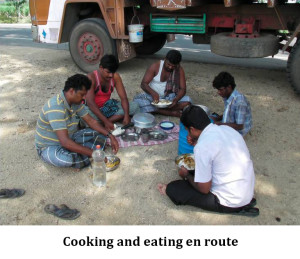 Cooking and eating en route