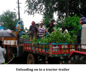 Unloading on to a tractor-trailer